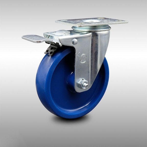 5 Inch SS Solid Polyurethane Top Plate Caster with Total Lock Brake SCC